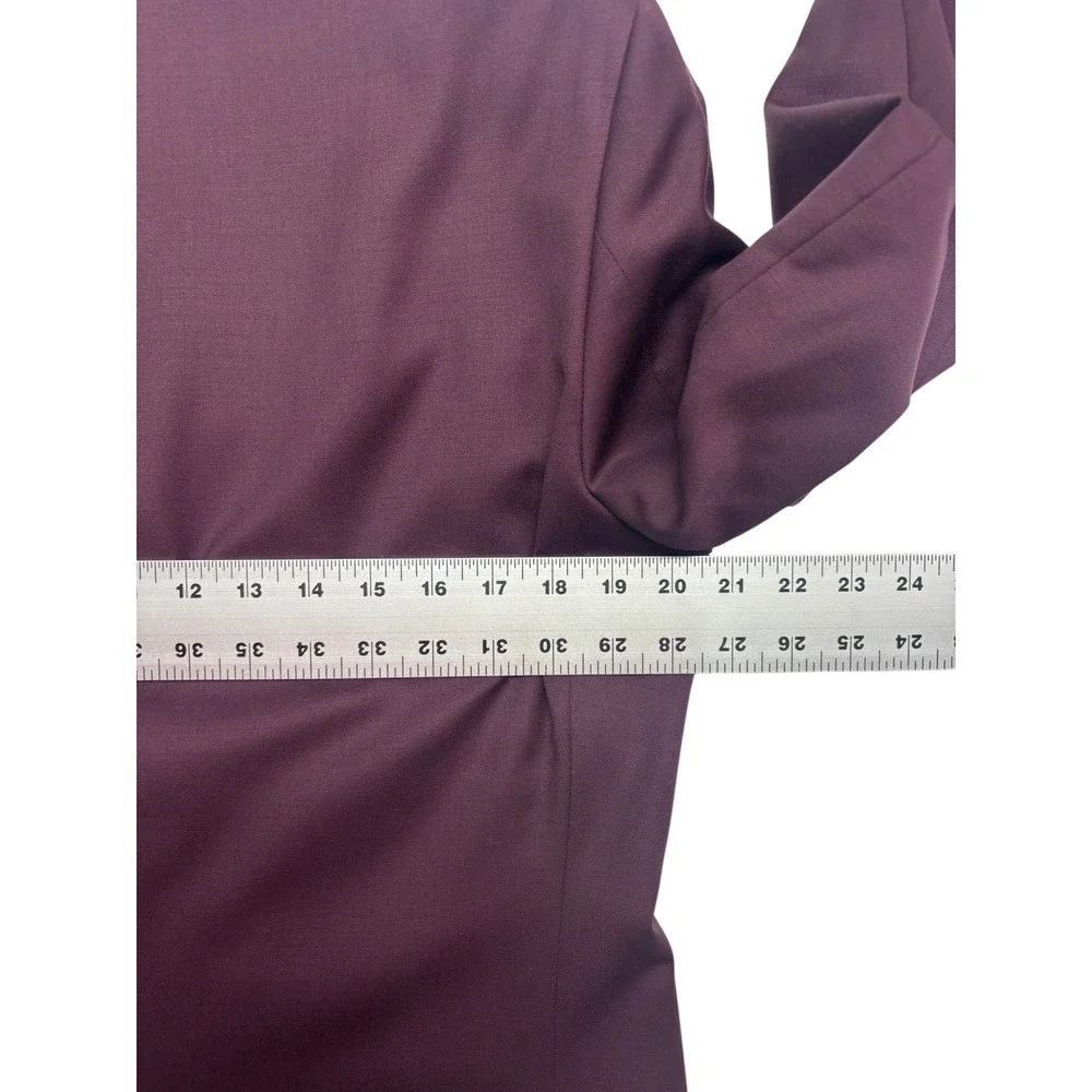 Paul Fredrick 38S Burgundy Gold Buttons Wool Blazer Jacket Sport Suit Coat Mens